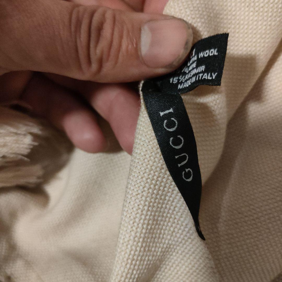 58 超美品　GUCCI　グッチ　大判マフラー　カシミヤ混