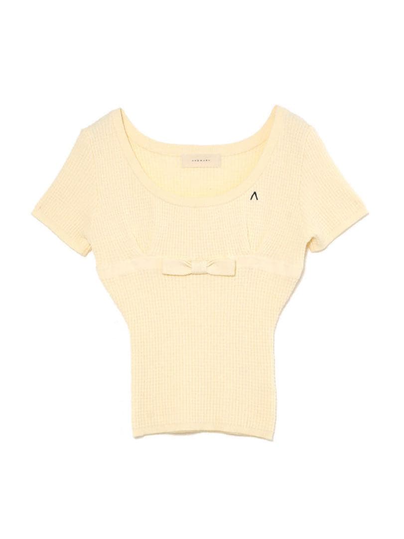 新品タグ付き andmary Waffle ribbon tops ivory