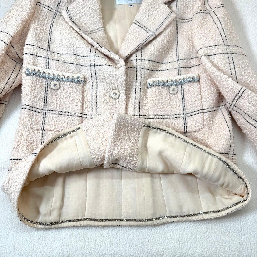極美品　CHANEL ツイードジャケット　シャネル　38 ピンクベージュ