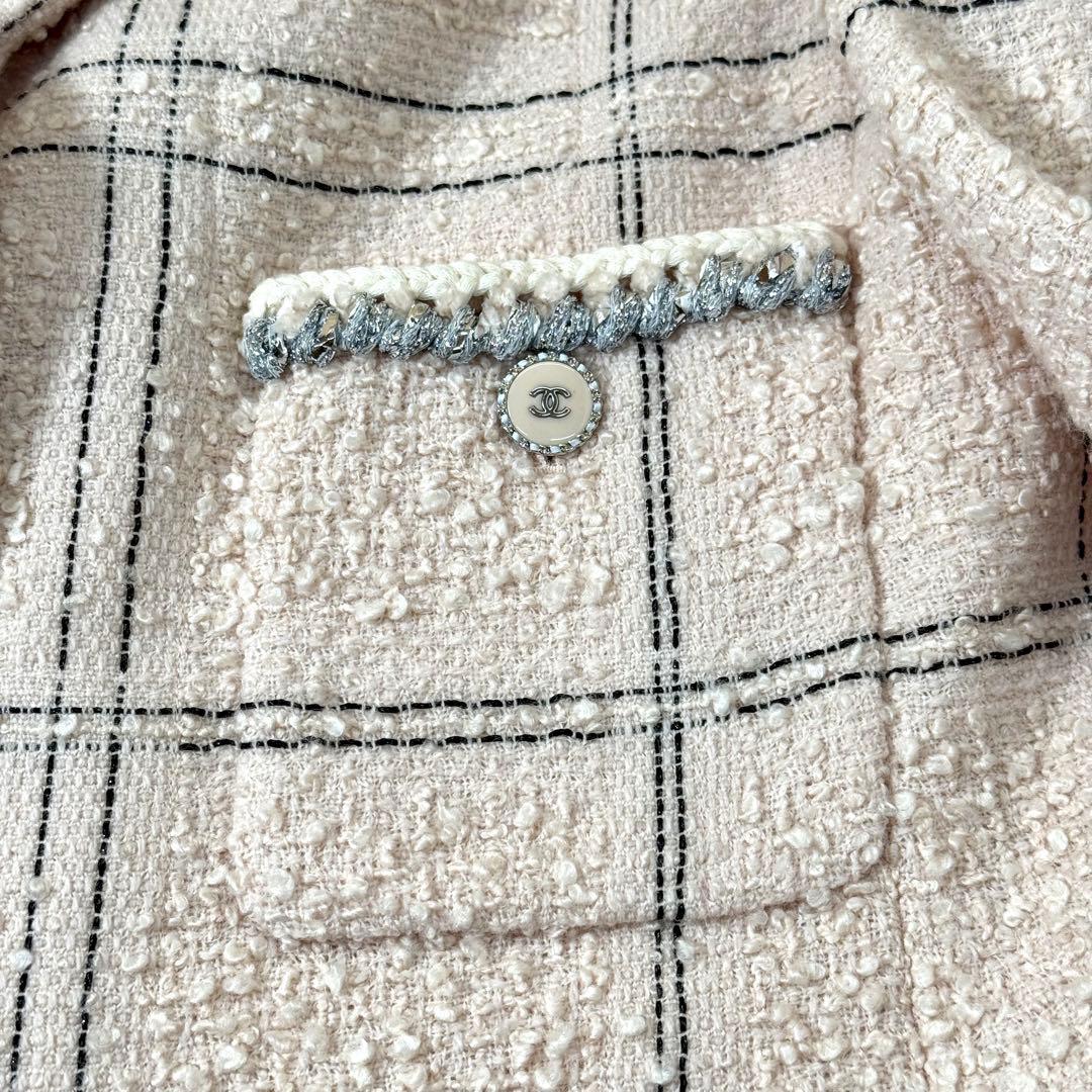 極美品　CHANEL ツイードジャケット　シャネル　38 ピンクベージュ