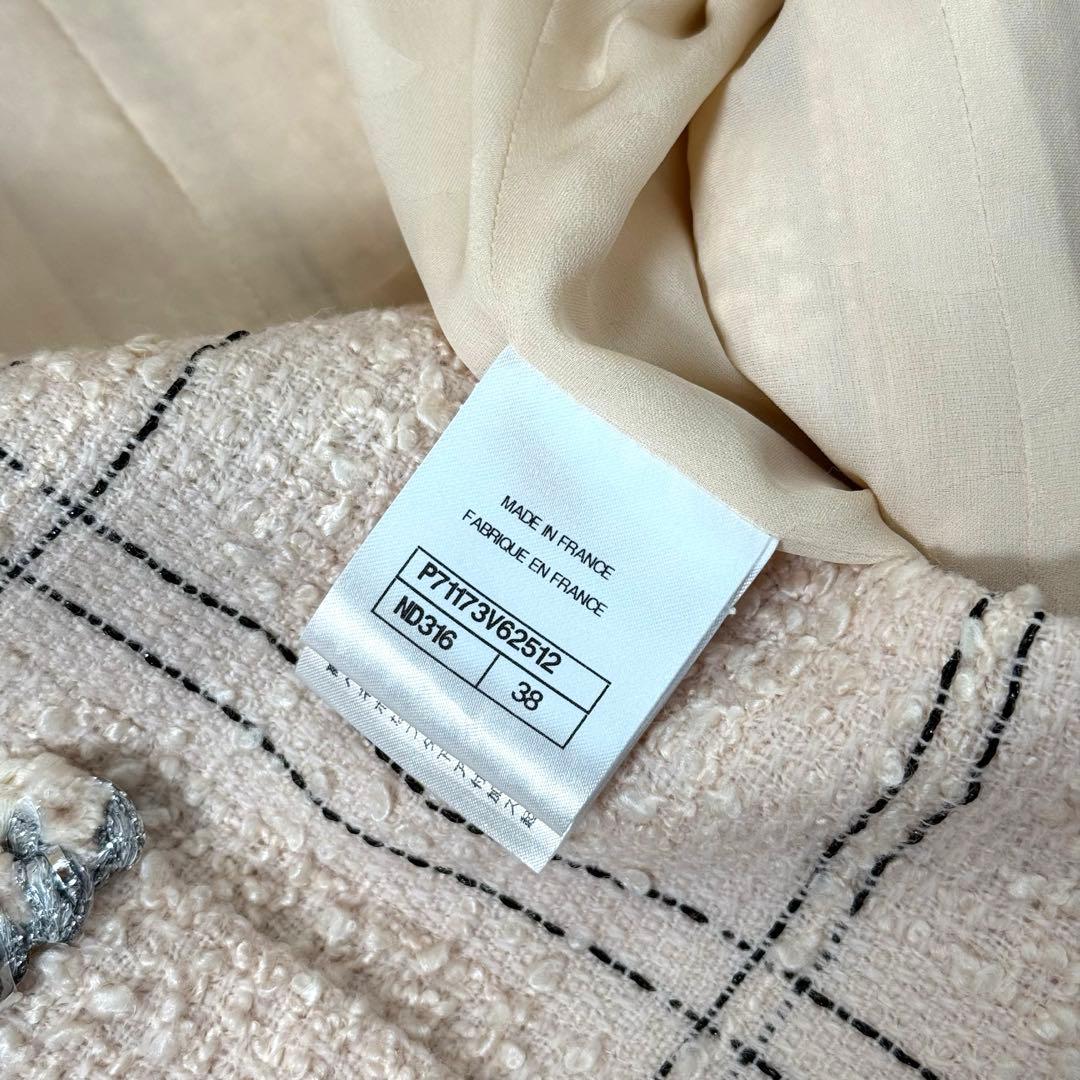 極美品　CHANEL ツイードジャケット　シャネル　38 ピンクベージュ