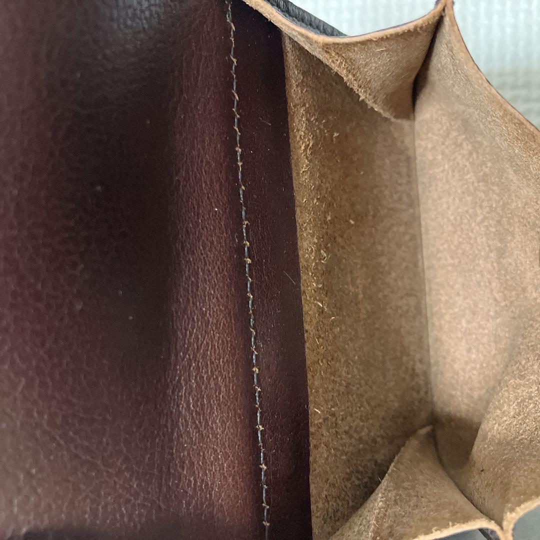 極美品IL BISONTEイルビゾンテ レザー三つ折り財布　チョコ　濃茶　袋付き