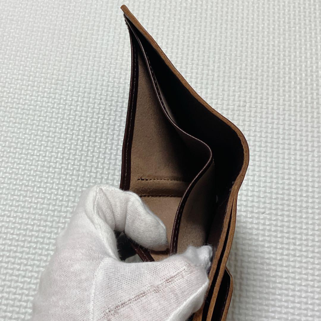 極美品IL BISONTEイルビゾンテ レザー三つ折り財布　チョコ　濃茶　袋付き
