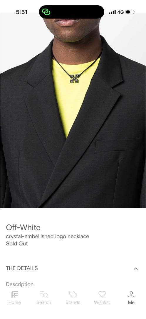 Off-White 黒いクロスモチーフネックレス