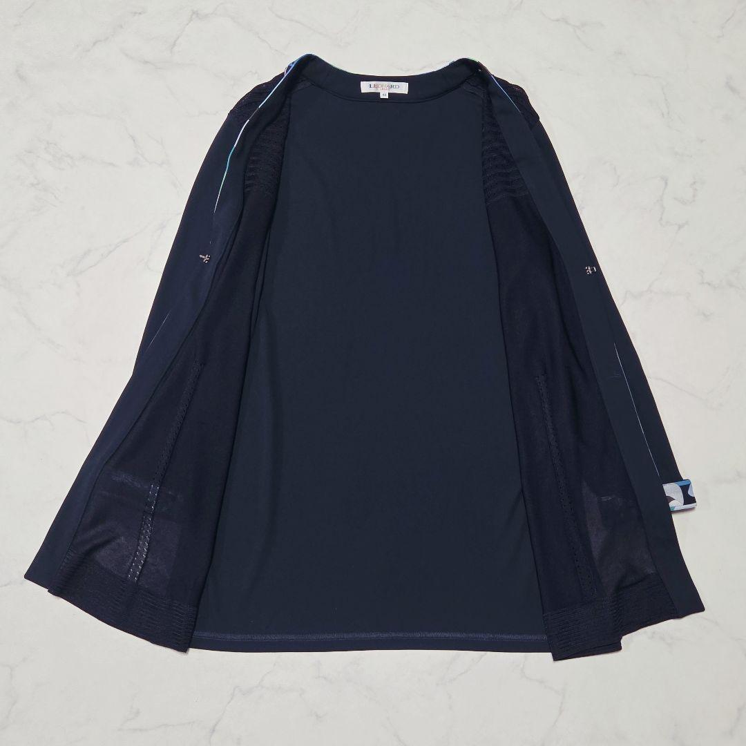 美品✨レオナール LEONARD カンカン素材 トリム カーディガン 近年 40