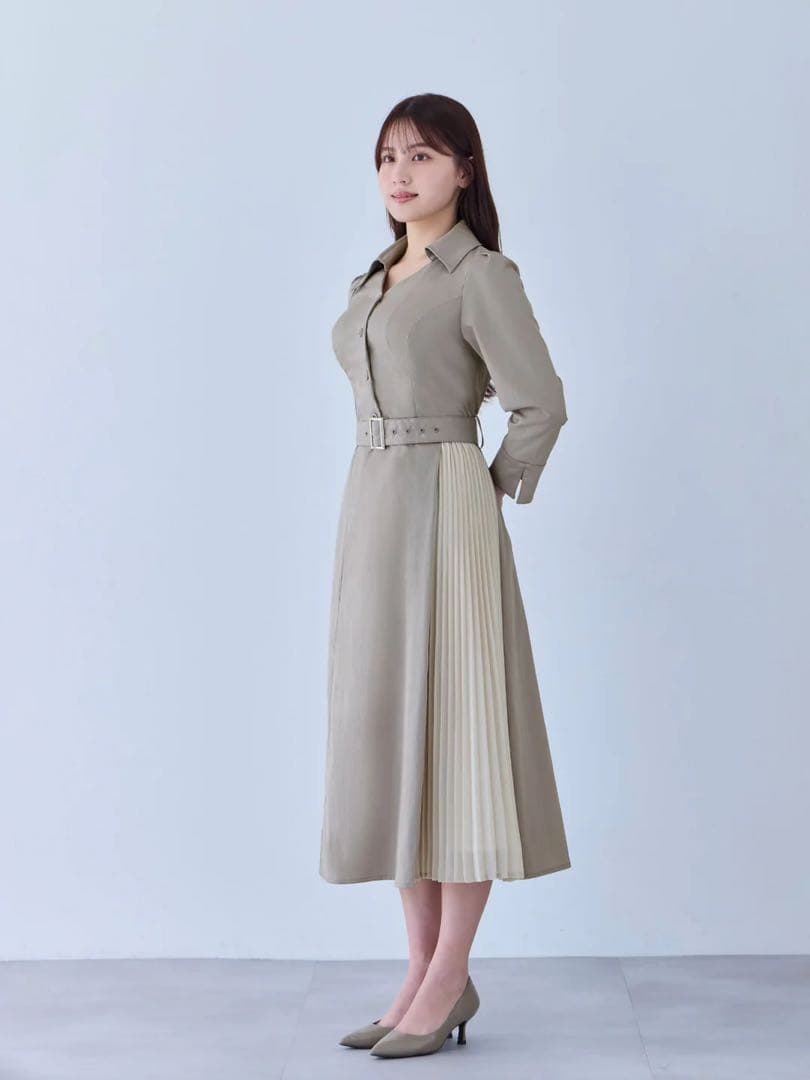 overE シャツプリーツワンピース 25SS モカ 96