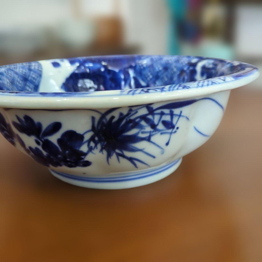骨董　伊万里　鉢　ベロ藍　器　陶器　盛鉢　染め付け　古伊万里
