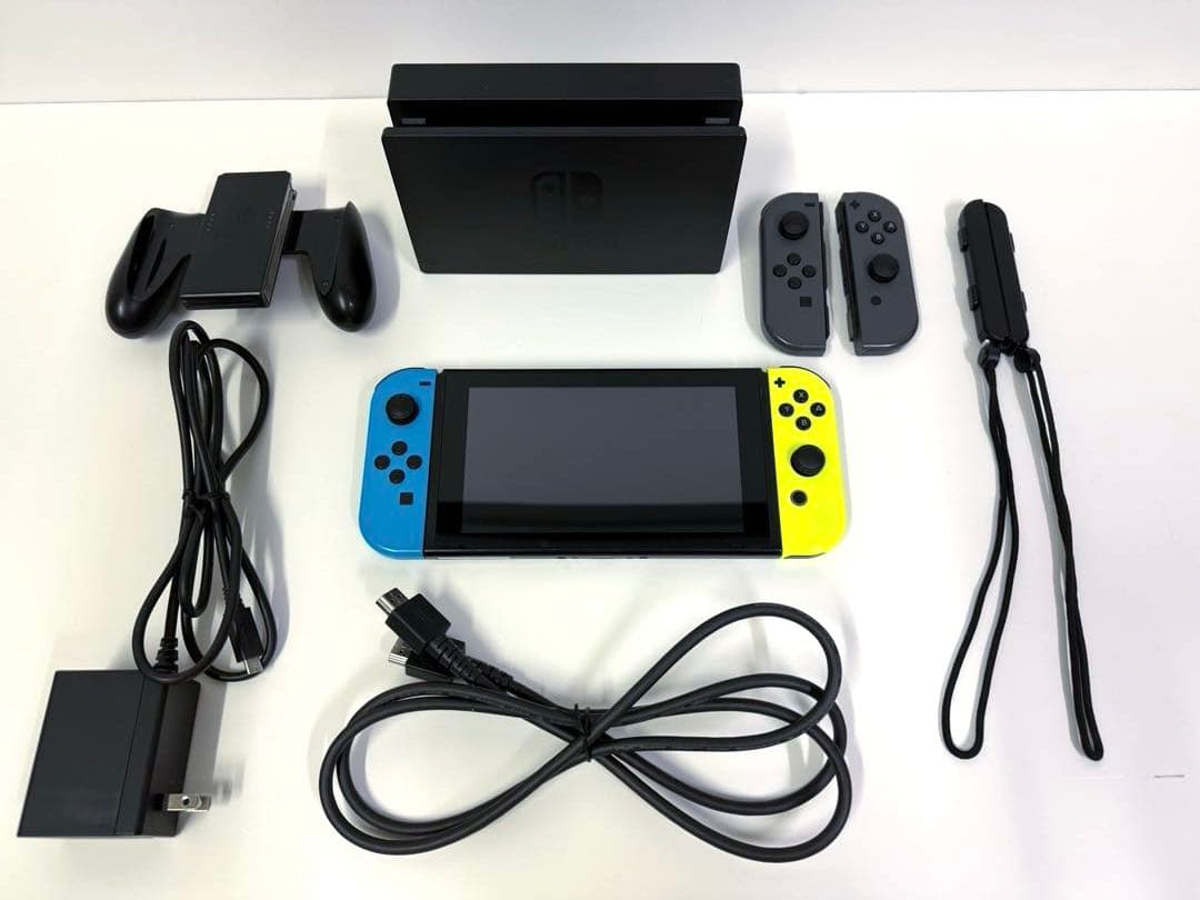 完備品 Nintendo Switch 本体 グレー　+青/黄