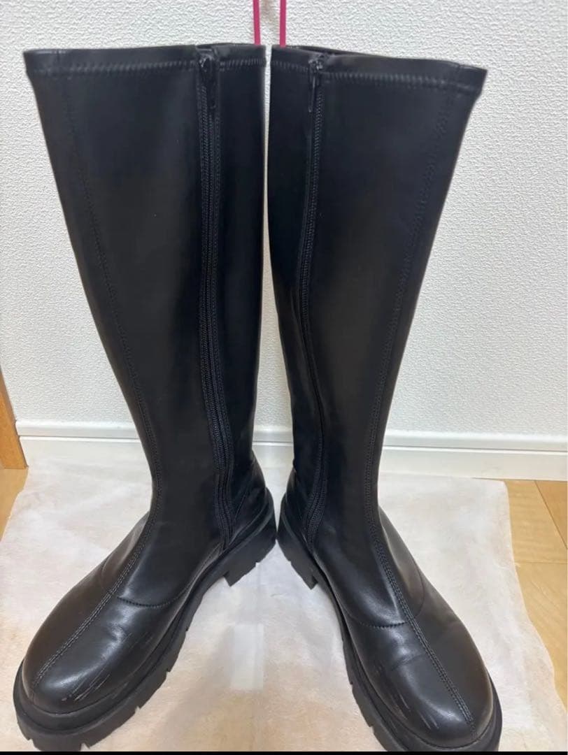 heather インヒールストレッチロングブーツ
