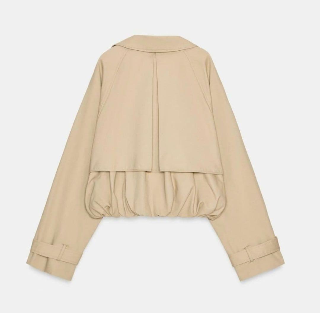 【タグ付き未使用】★ZARAのショートバルーントレンチコート★Sサイズ★コムギ色