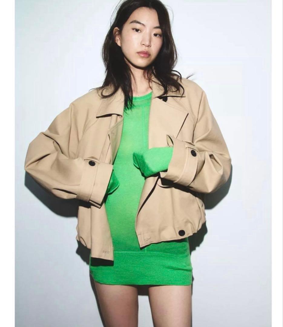 【タグ付き未使用】★ZARAのショートバルーントレンチコート★Sサイズ★コムギ色