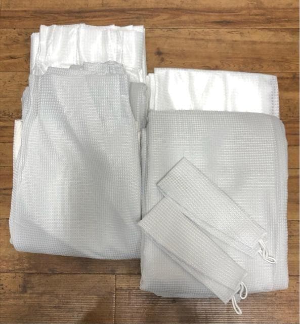 新品☆幅150×丈200㎝♪ワッフル地シンプル遮光カーテン＆レース〇G452
