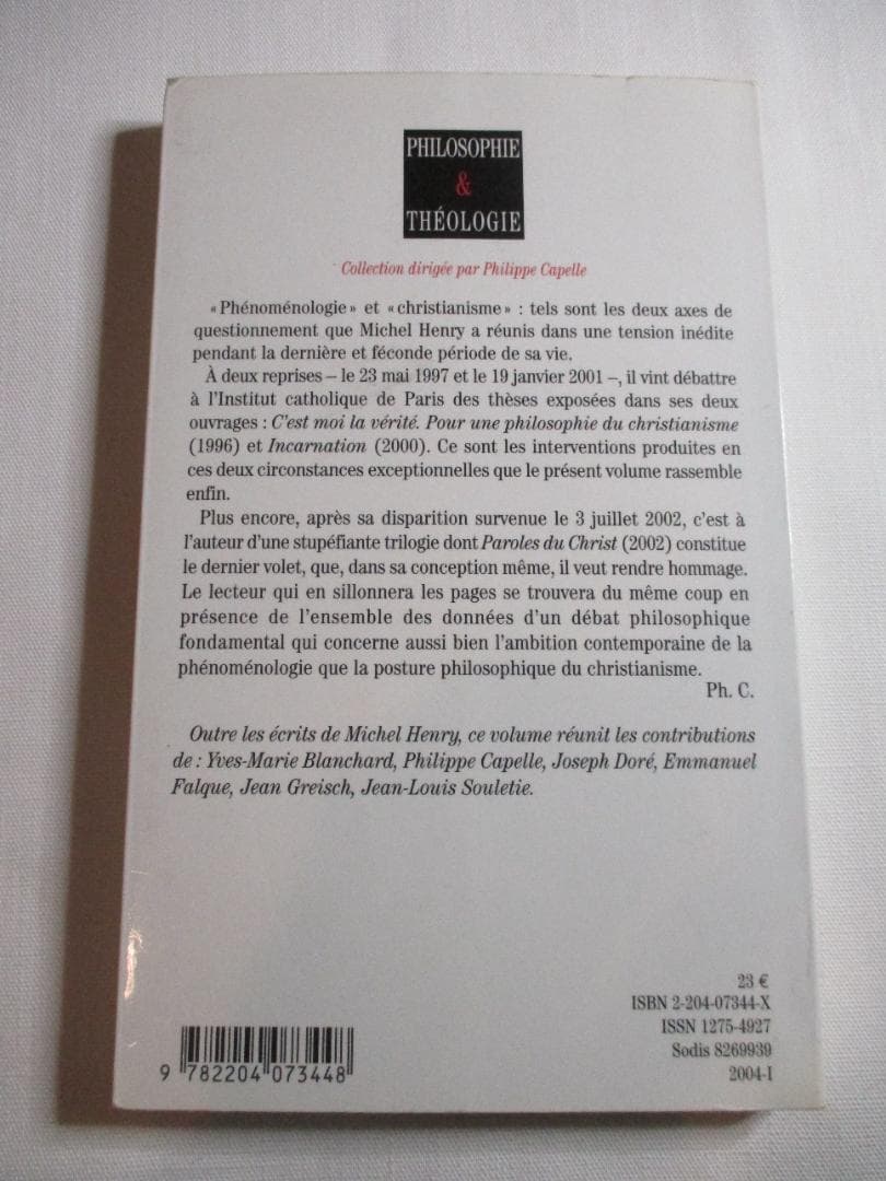 Phénoménologie christianisme chez Henry