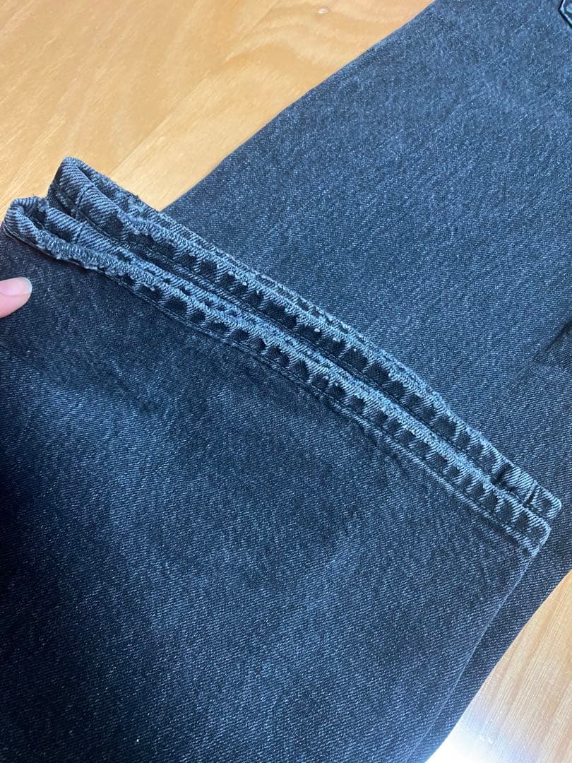 マウジー　CROSS WAIST WIDE STRAIGHT 1 ブラック