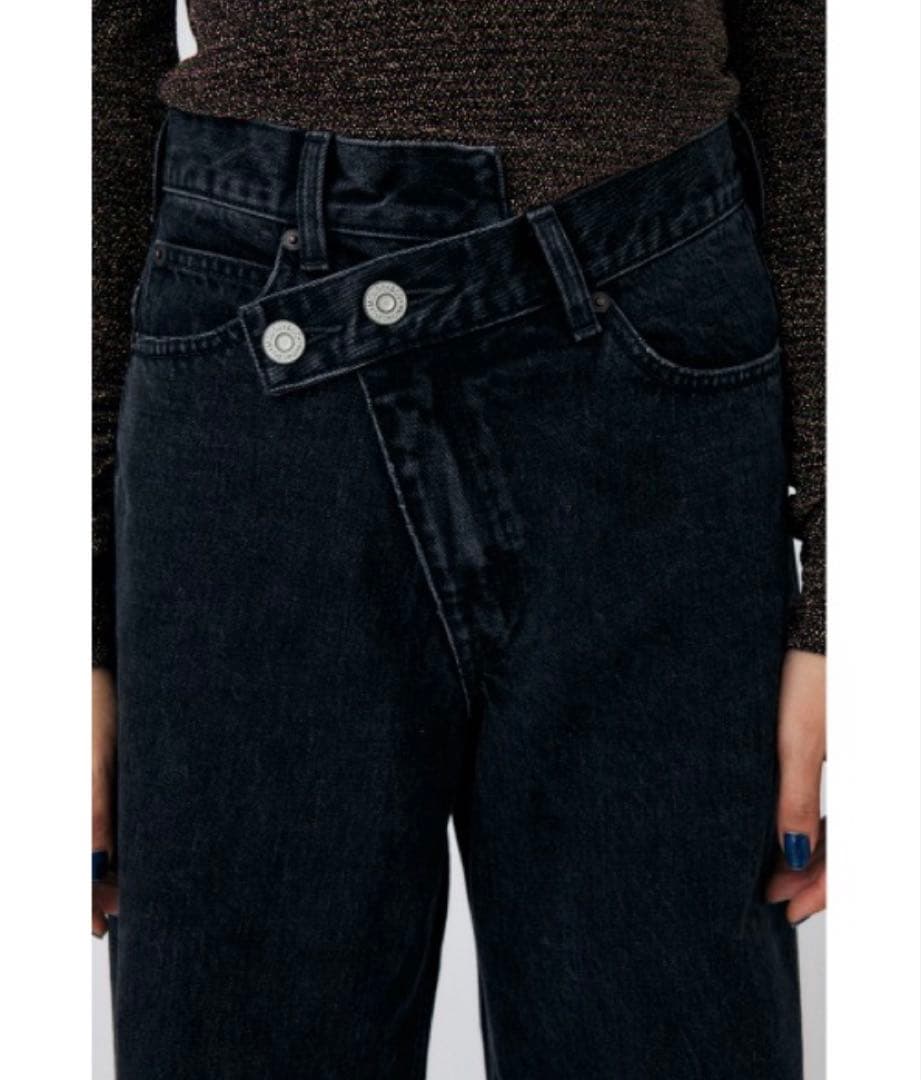 マウジー　CROSS WAIST WIDE STRAIGHT 1 ブラック