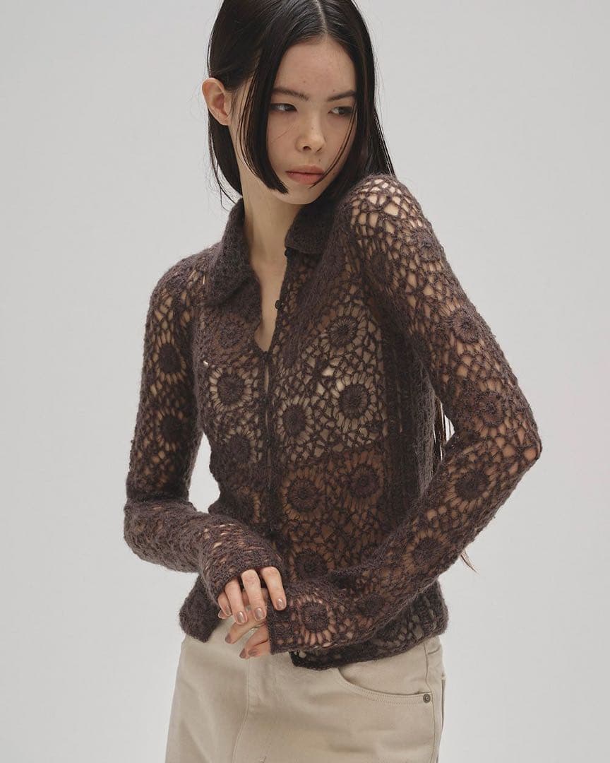 トップス todayful Mohair Crochet Knitshirts