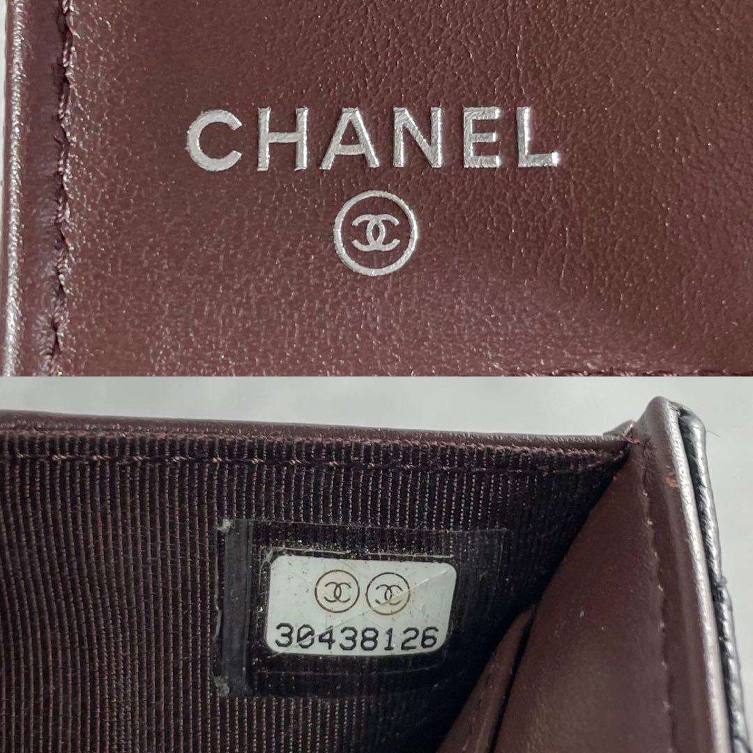 【極美品】CHANEL 三つ折り財布 キャビアスキン マトラッセ ココ ブラック