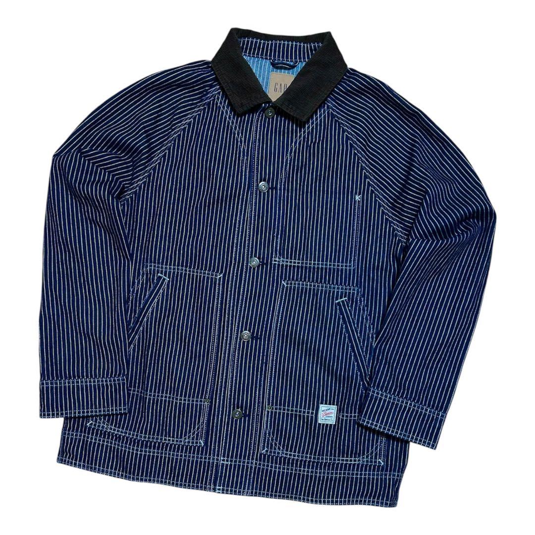 美品 GAP デニムジャケット ストライプ ヒッコリー柄 チョアジャケット M