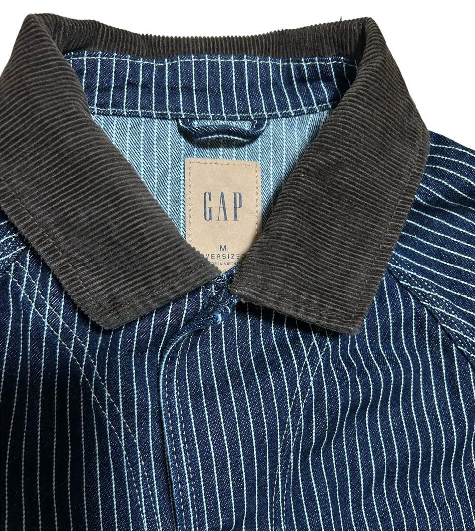 美品 GAP デニムジャケット ストライプ ヒッコリー柄 チョアジャケット M