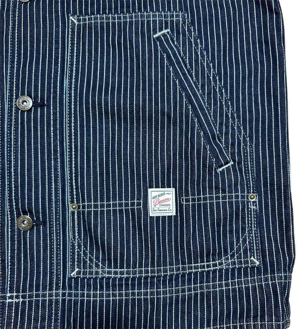 美品 GAP デニムジャケット ストライプ ヒッコリー柄 チョアジャケット M