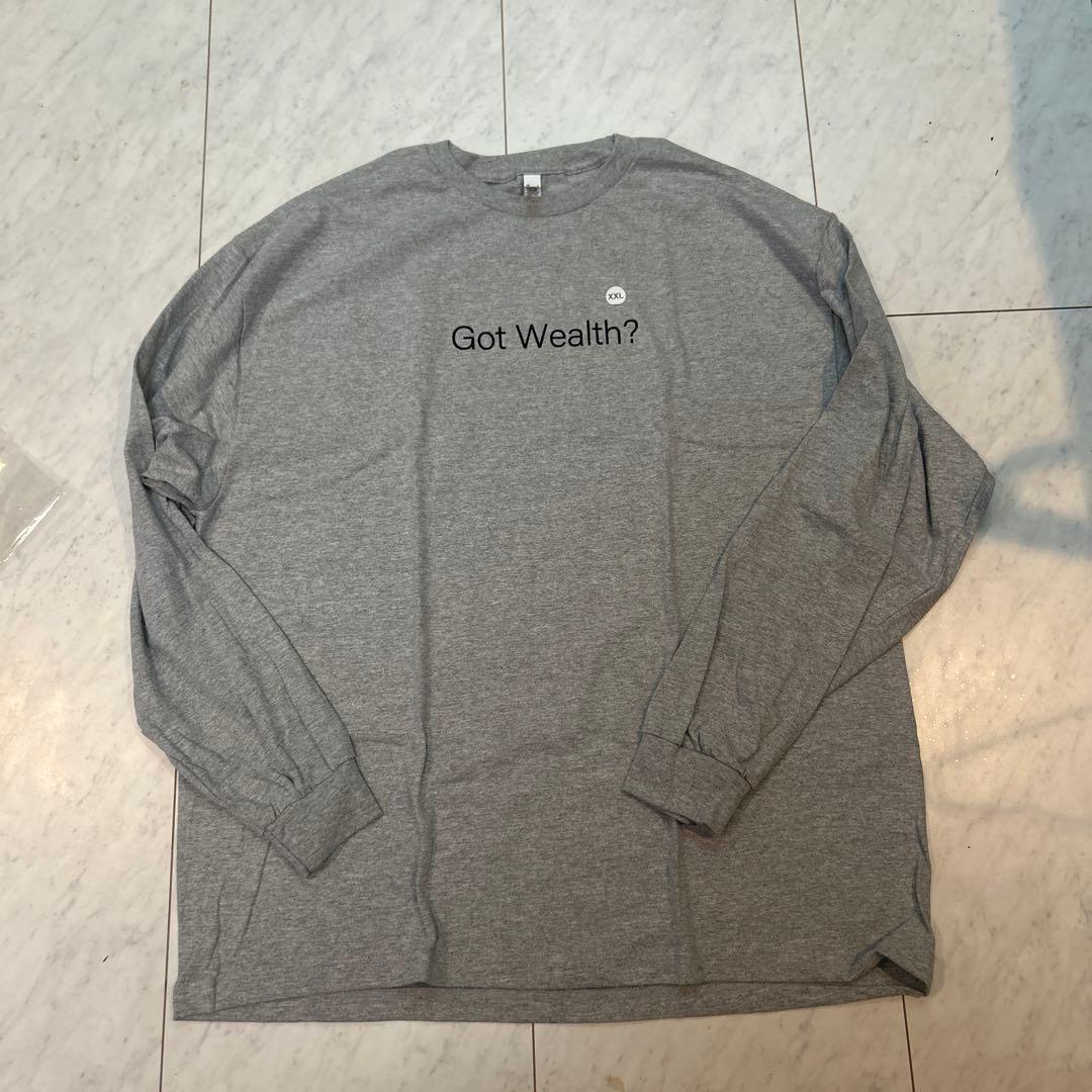 【グレー・2XL】PAJA STUDIO Got Wealth?ロングTシャツ