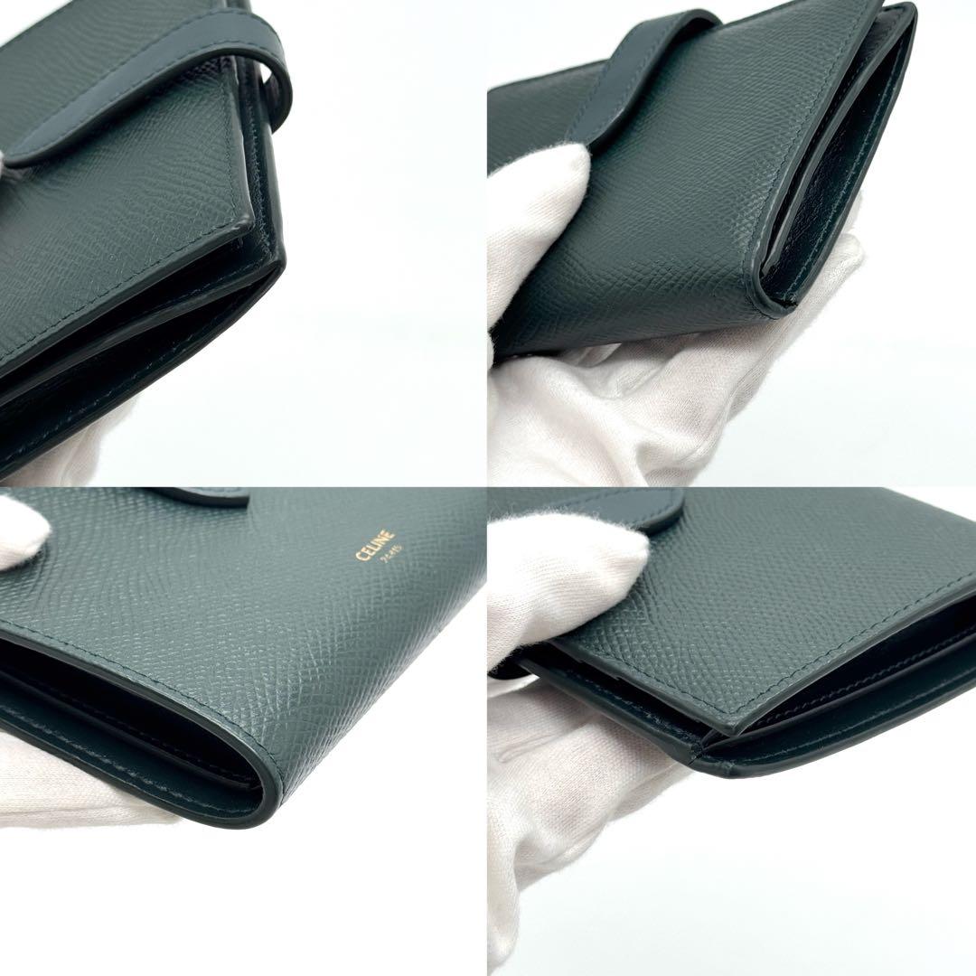 極美品 セリーヌ 現行 ミディアム ストラップ レザーウォレット 二つ折り財布
