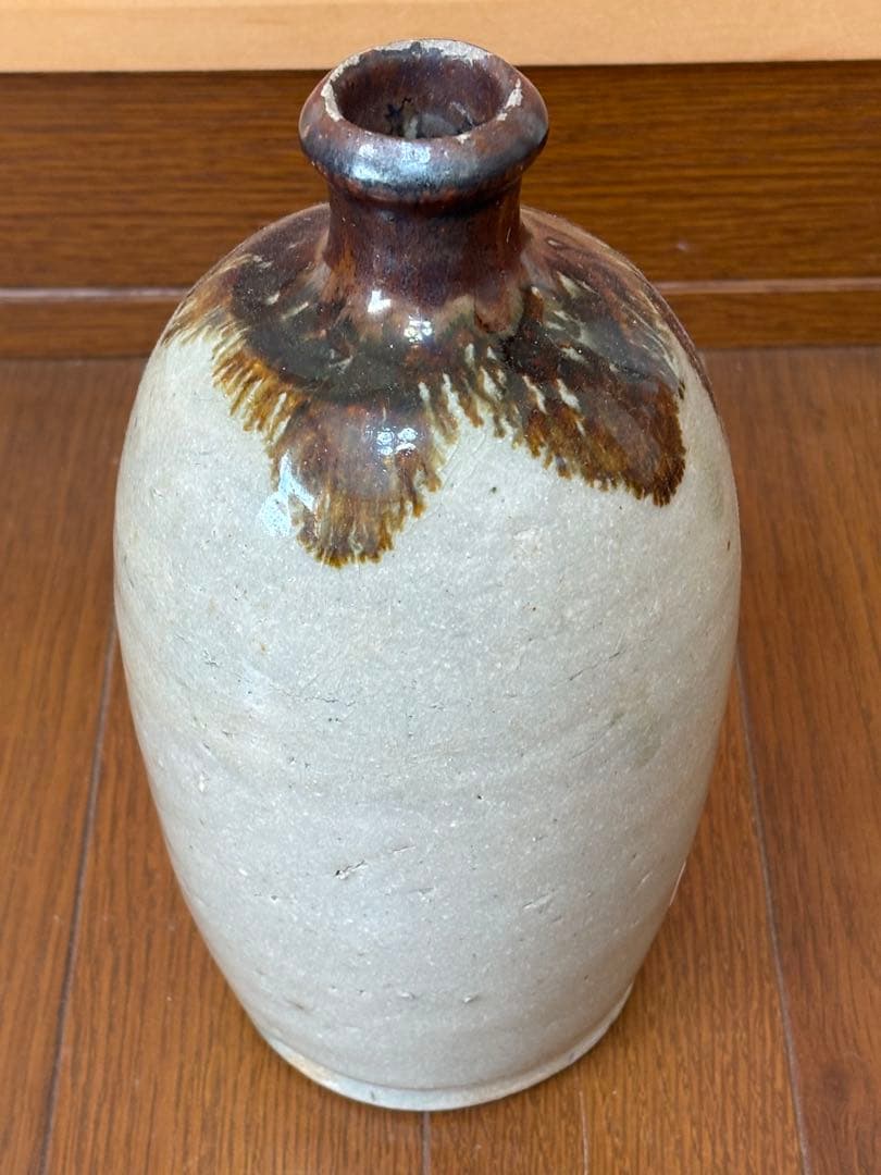 備前焼　鉄釉　通い徳利　 花瓶　アンティーク小物