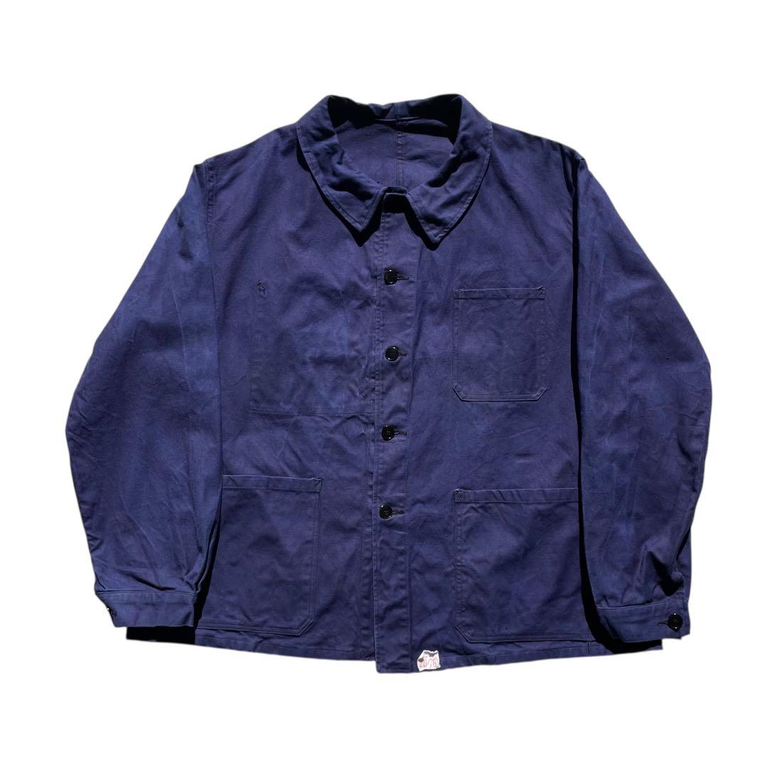 60s ヴィンテージ フレンチ カバーオール ワークジャケット 古着 XXL 青