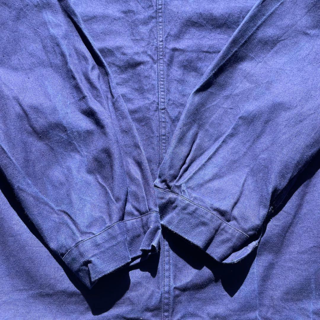 60s ヴィンテージ フレンチ カバーオール ワークジャケット 古着 XXL 青