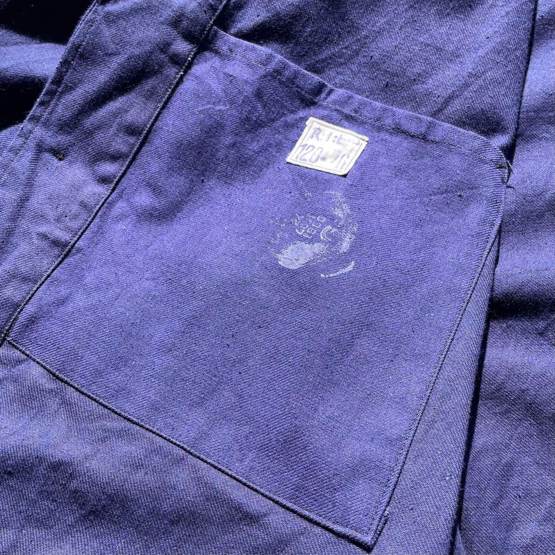 60s ヴィンテージ フレンチ カバーオール ワークジャケット 古着 XXL 青