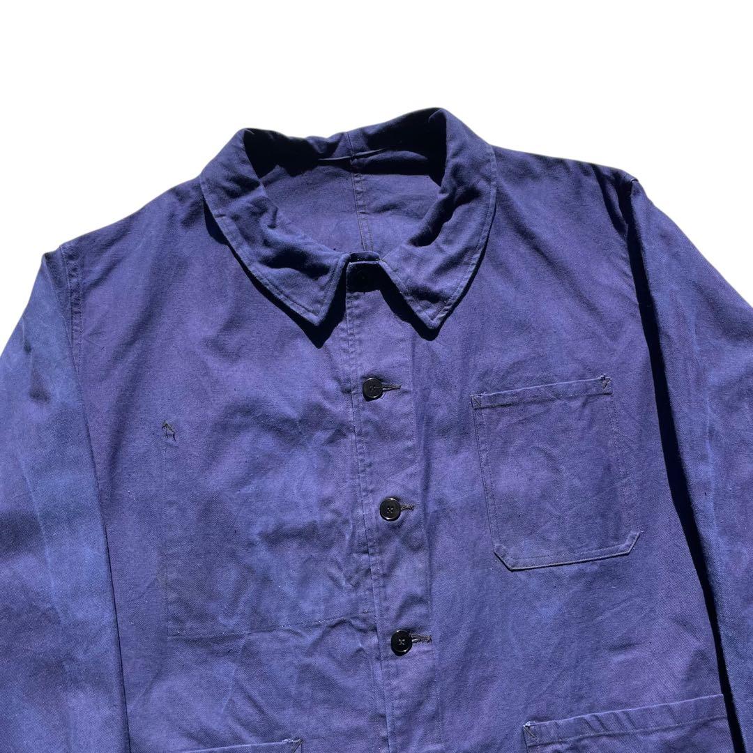 60s ヴィンテージ フレンチ カバーオール ワークジャケット 古着 XXL 青