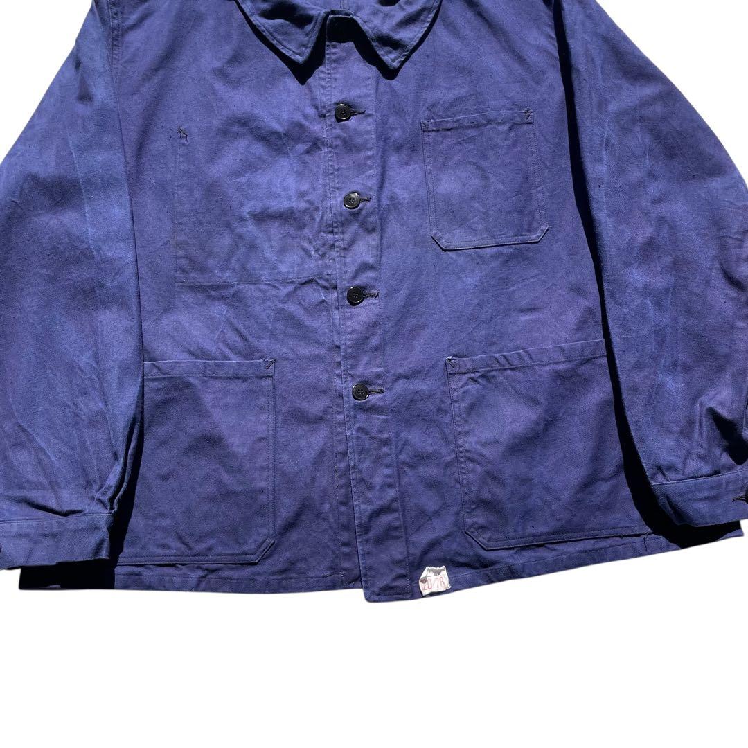 60s ヴィンテージ フレンチ カバーオール ワークジャケット 古着 XXL 青