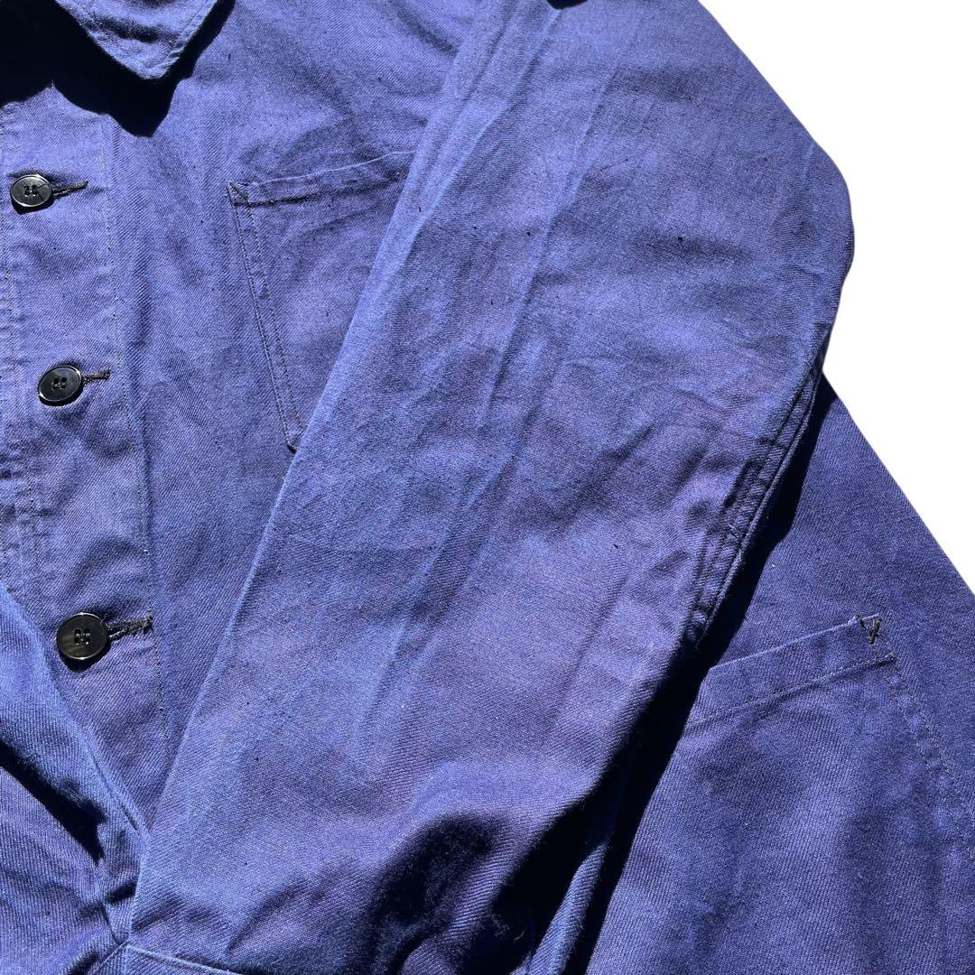60s ヴィンテージ フレンチ カバーオール ワークジャケット 古着 XXL 青