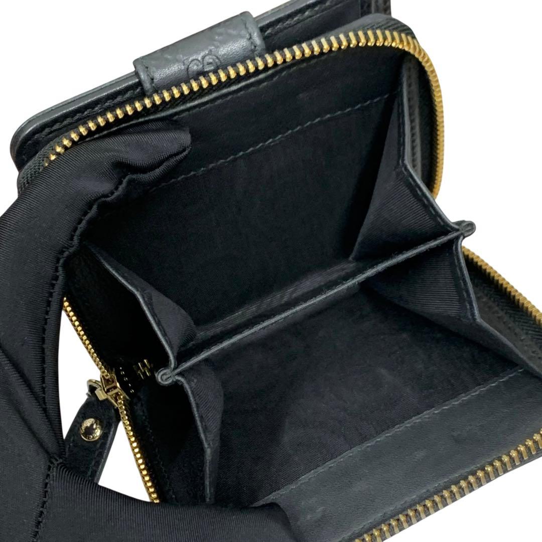 GUCCI グッチ マイクロシマ コンパクト財布 レザー 黒 449395