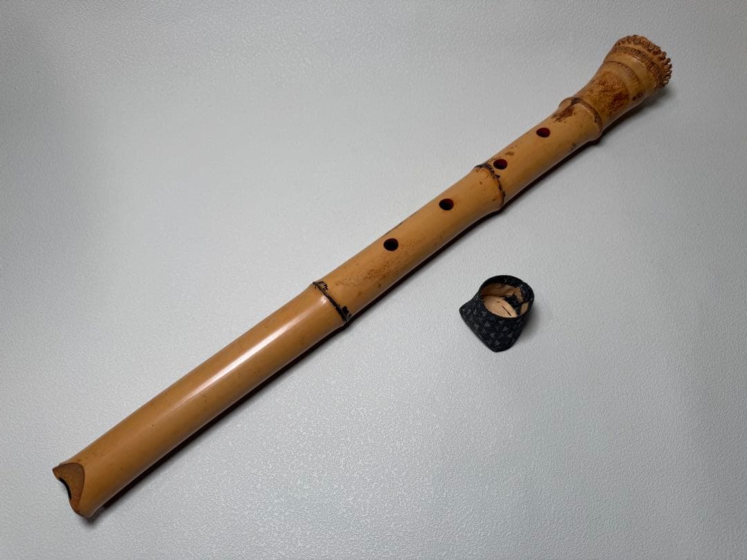 尺八 1.8尺 約56cm 根付 朱漆 和楽器 竹製