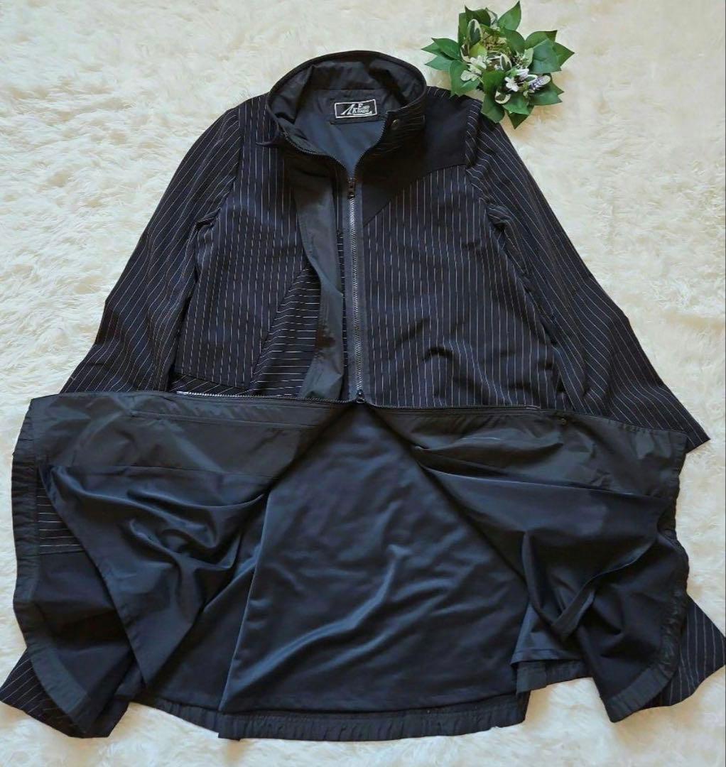 EIKO KONDO　エイココンドウ　ロングコート　ストライプ　フリル　ブラック