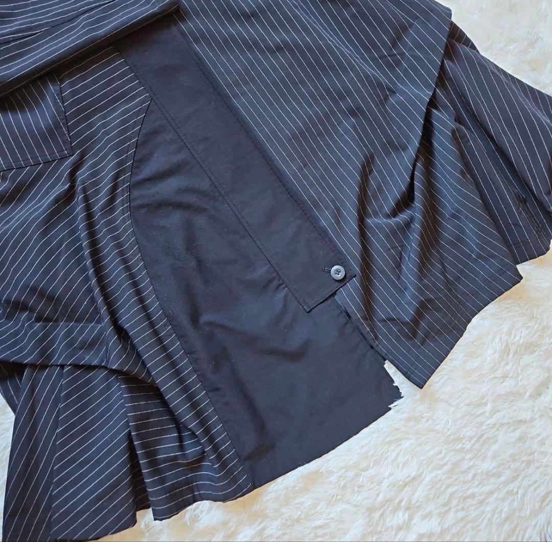 EIKO KONDO　エイココンドウ　ロングコート　ストライプ　フリル　ブラック