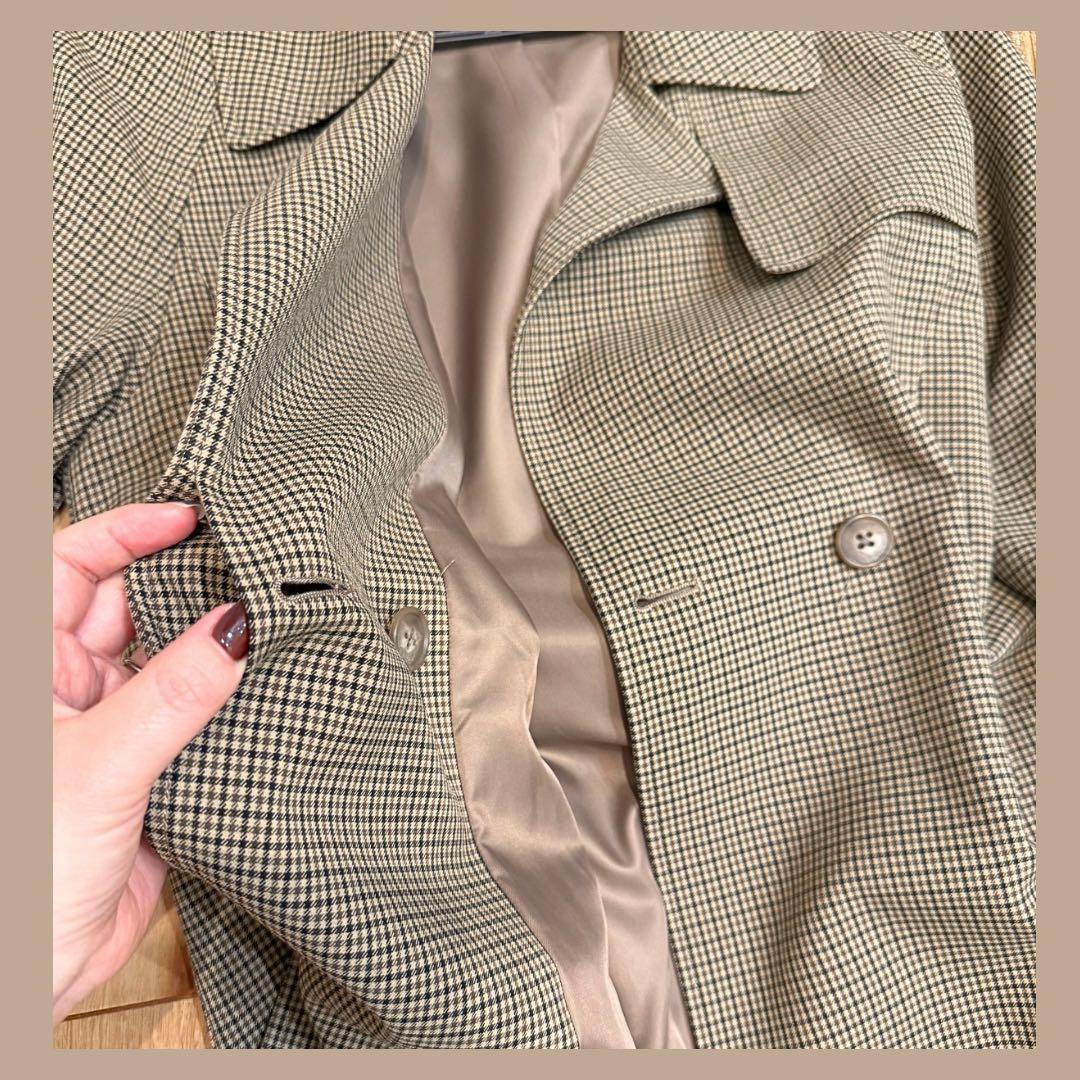 ANCHORWOMAN ロングトレンチコート 9号 チェック柄 洋服の青山
