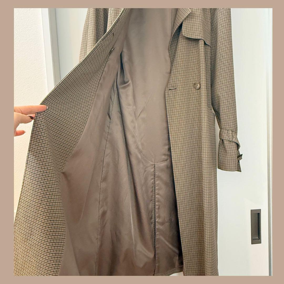 ANCHORWOMAN ロングトレンチコート 9号 チェック柄 洋服の青山