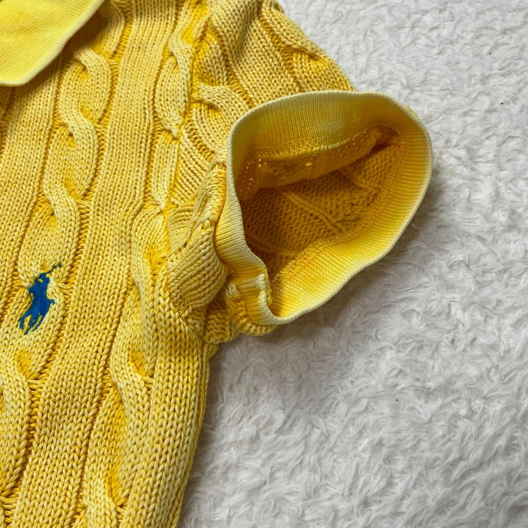 ポロラルフローレン ケーブルニットポロシャツ　ポニー刺繍　ウォッシュ加工　XS