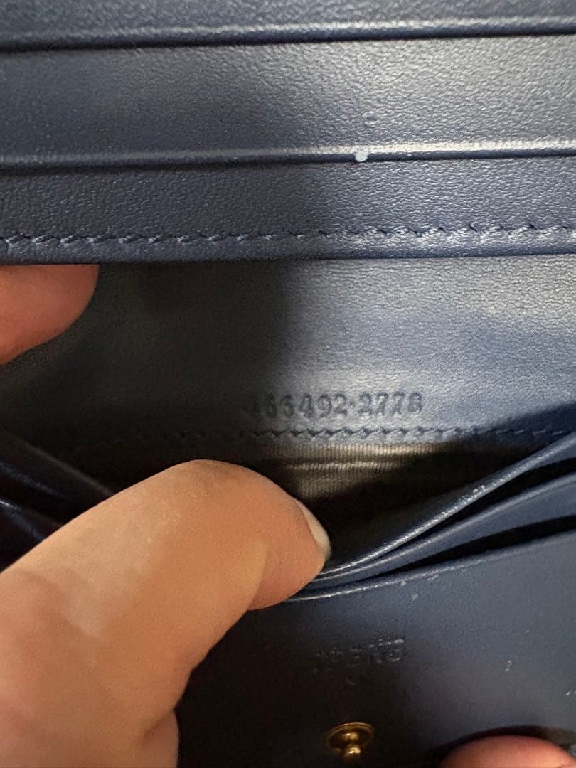 グッチ　マーモント　パール　デニム　キルティング　二つ折り財布　GG