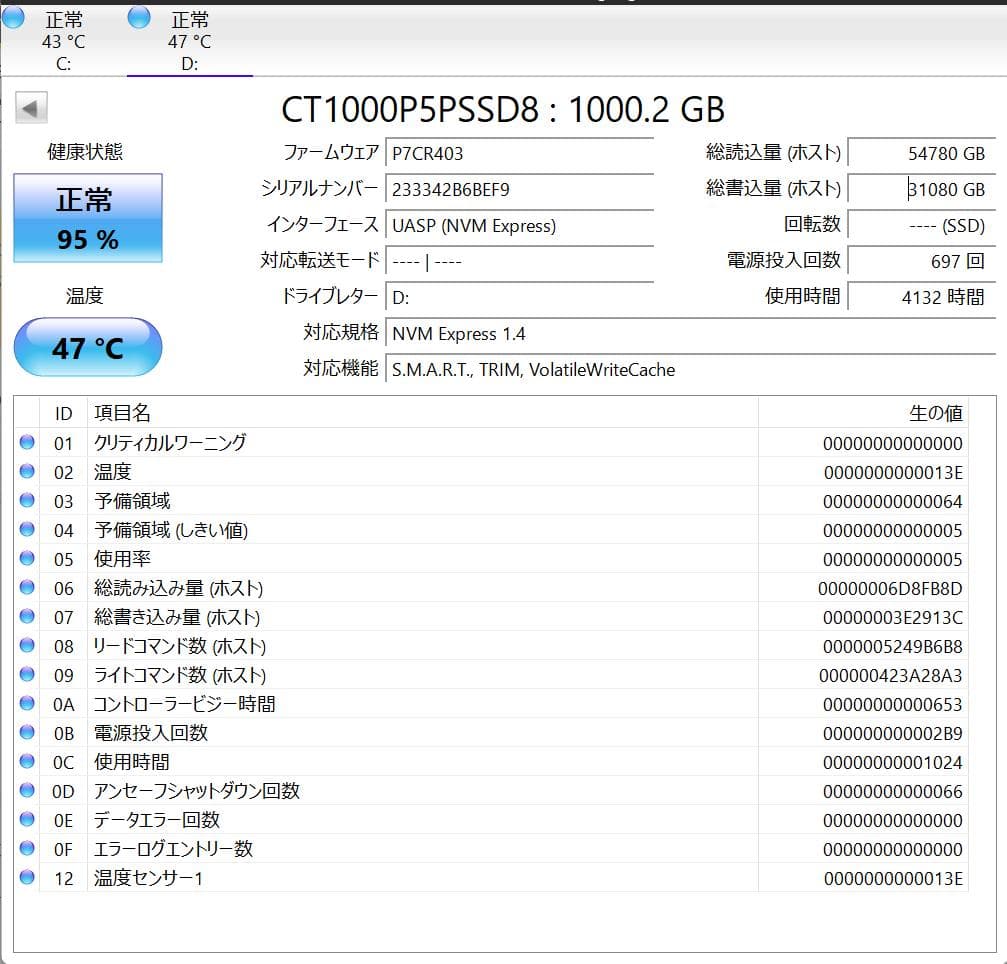 その他 Crucial P5 Plus 1TB CT1000P5PSSD8JP NVMe