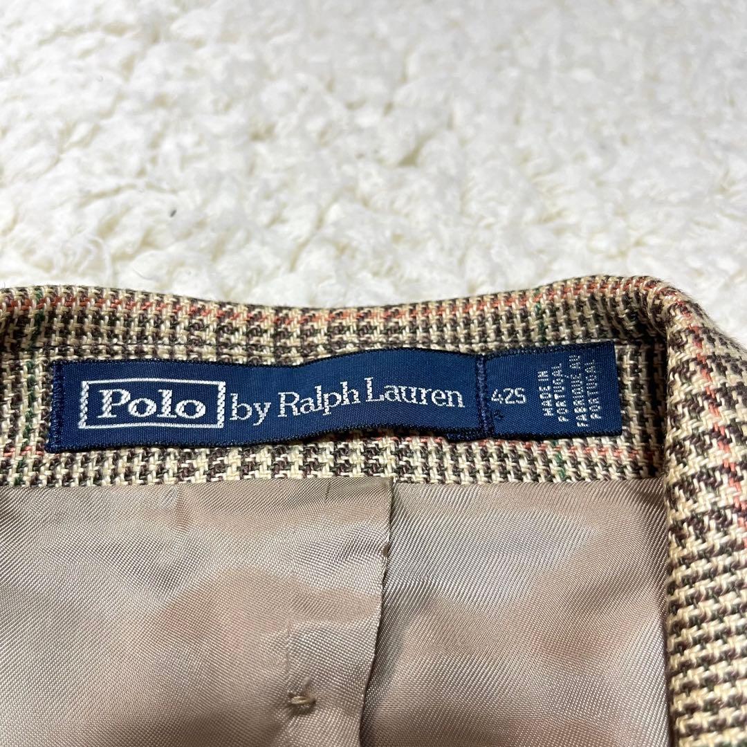 RALPH LAUREN 麻100% ガンクラブチェック テーラードジャケット