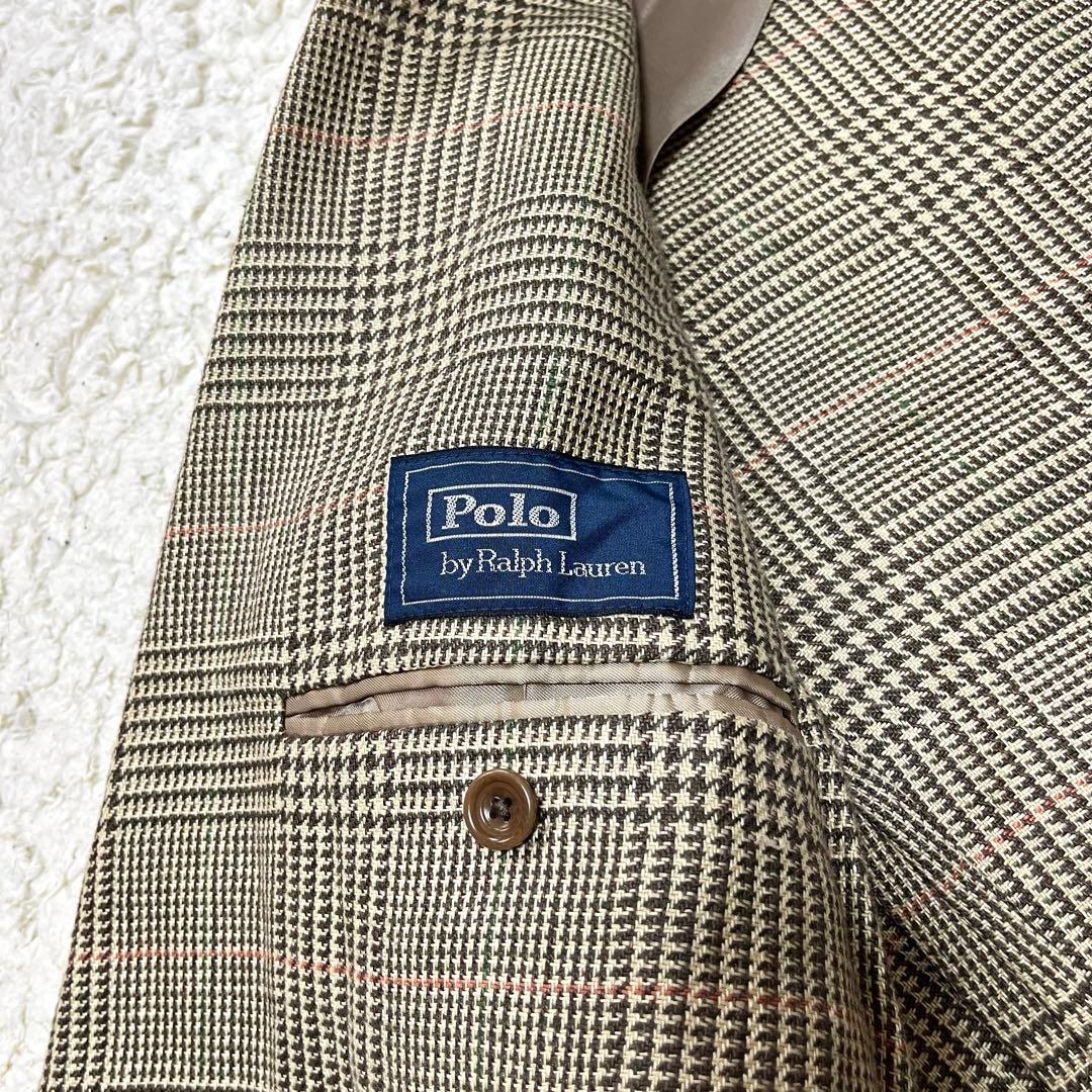 RALPH LAUREN 麻100% ガンクラブチェック テーラードジャケット