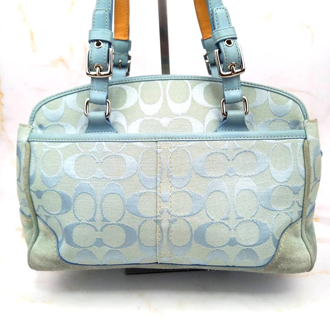 COACH コーチ ボストンバッグ トートバッグ スエード シグネチャー ブルー