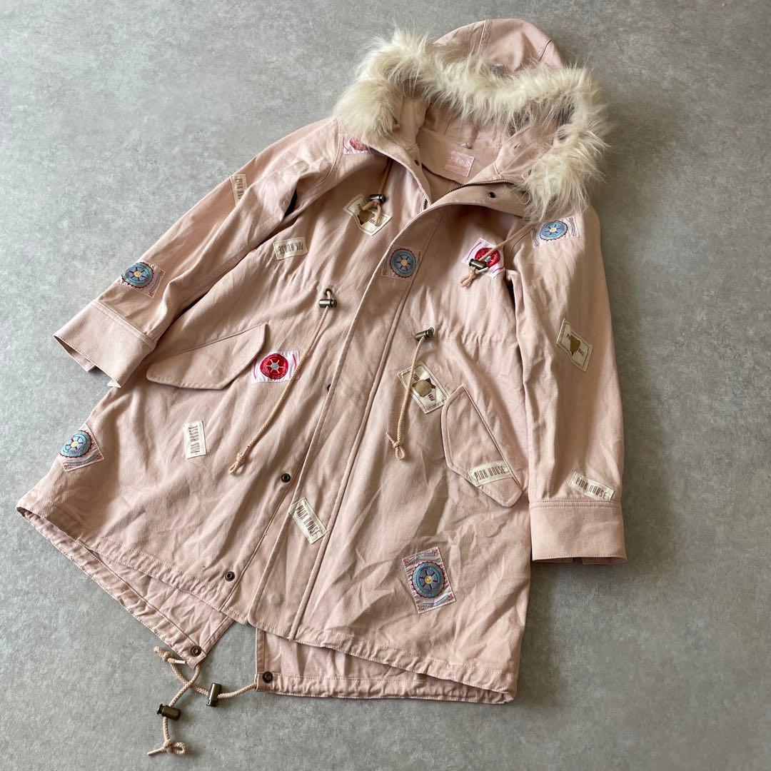 美品【定価5万】pinkhouse chelsea ピンクモッズコート ファー付