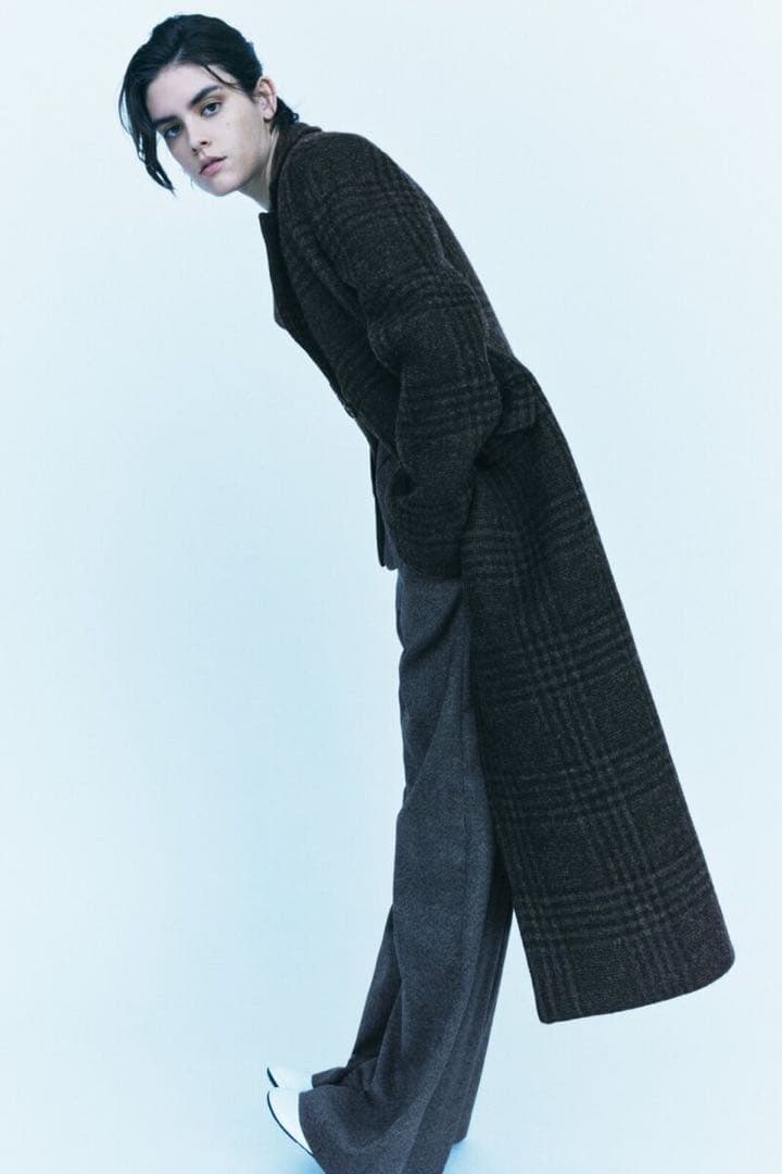 新品タグ付き ZARA ウールブレンドチェックコート イタリア マンテコ社