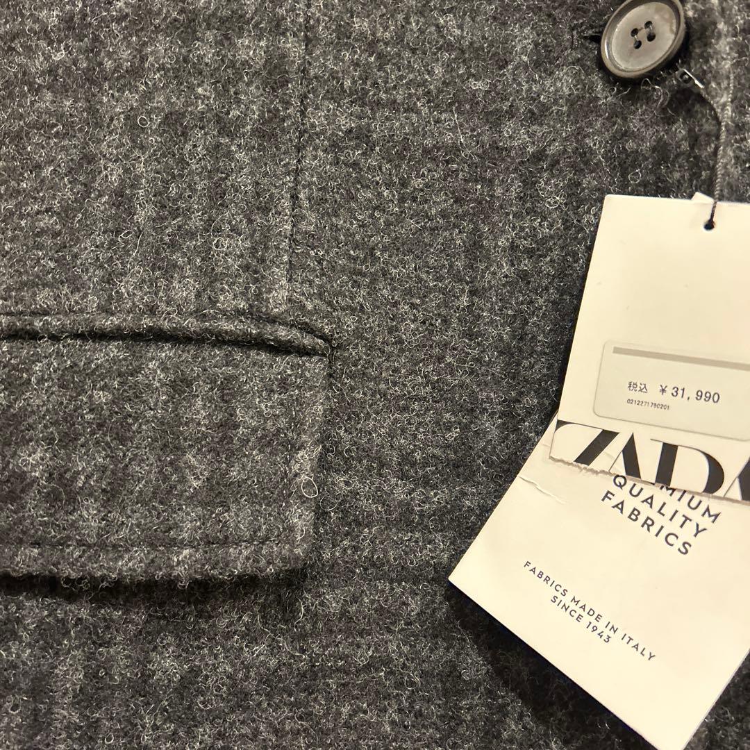 新品タグ付き ZARA ウールブレンドチェックコート イタリア マンテコ社