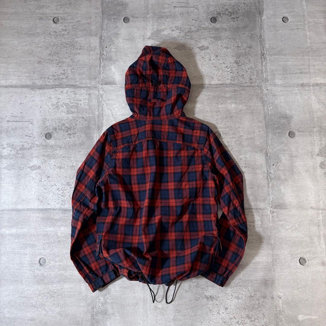check cotton jacket y2k 短丈 ドローコード ダブルジップ