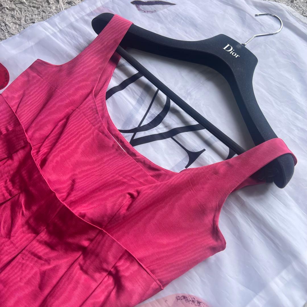 【美品】Christian Dior プリーツワンピース ピンク ノースリーブ